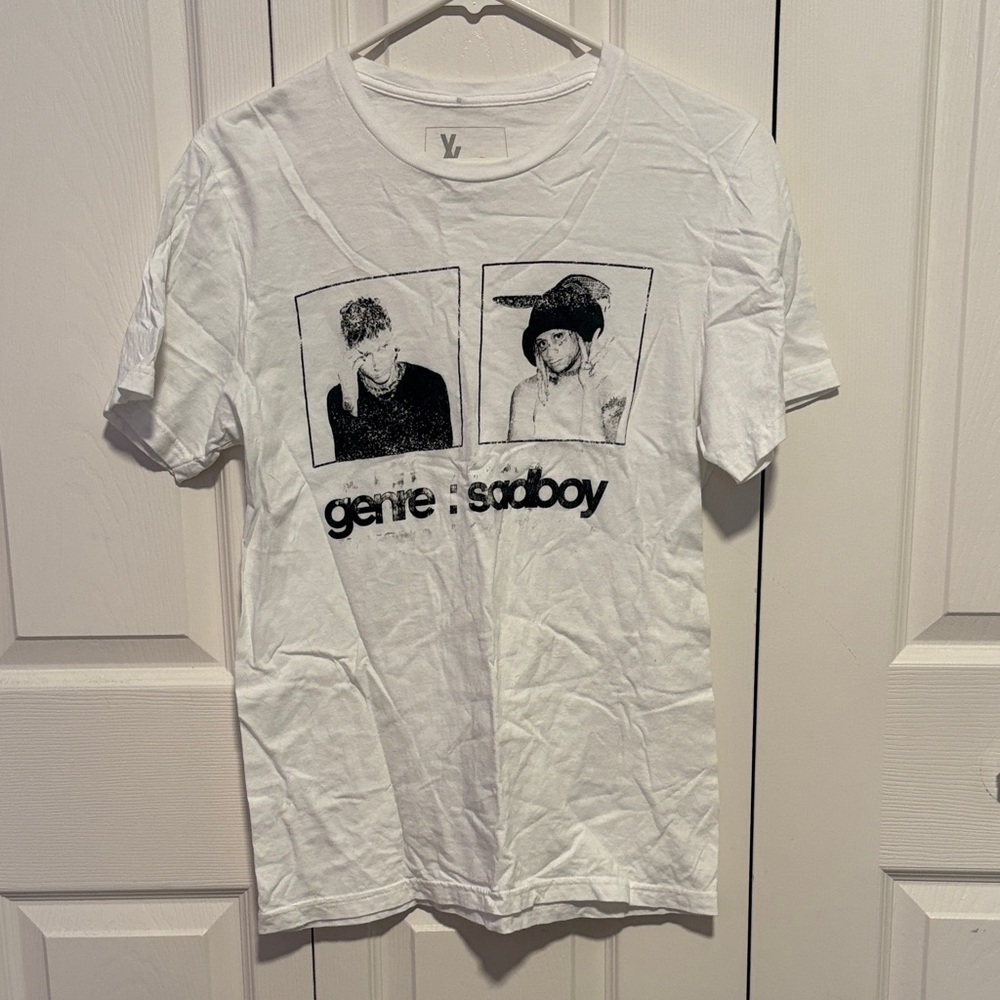 White Graphic Men’s T-Shirt with Black Print MGK